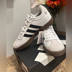 Adidas Men's White Sneakers with Black Stripes